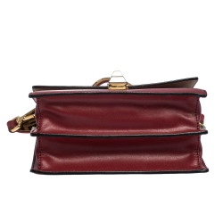 Pre Owned Fendi Red Leather and Velvet Small Kan I Top Handle Bag