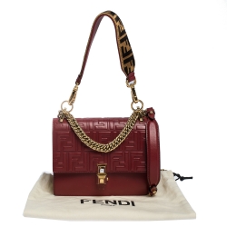 Pre Owned Fendi Red Leather and Velvet Small Kan I Top Handle Bag