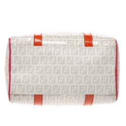 Pre Owned Fendi Multicolor Zucchino Coated Canvas/Sequins and Patent Leather Small Forever Bauletto Boston Bag