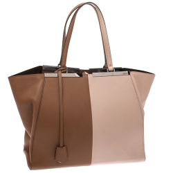 Pre Owned Fendi Tan/Peach Leather Large 3Jours Tote