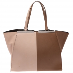 Pre Owned Fendi Tan/Peach Leather Large 3Jours Tote