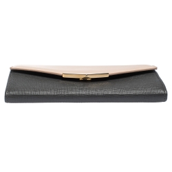 Pre Owned Fendi Grey/Pink Leather Envelope Continental Wallet