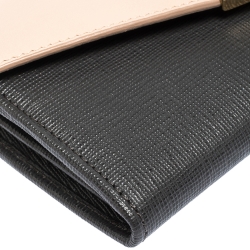 Pre Owned Fendi Grey/Pink Leather Envelope Continental Wallet