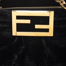 Pre Owned Fendi Black Velvet Small Mia Shoulder Bag