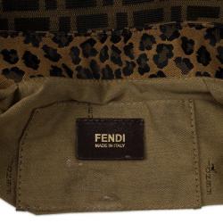 مملوكة مسبقًا Fendi Brown Chef Zucca Jacquard Leopard Flap Bag