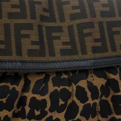 مملوكة مسبقًا Fendi Brown Chef Zucca Jacquard Leopard Flap Bag