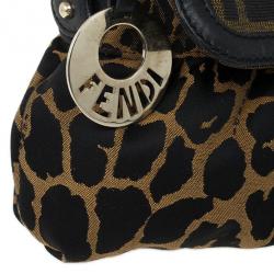 مملوكة مسبقًا Fendi Brown Chef Zucca Jacquard Leopard Flap Bag