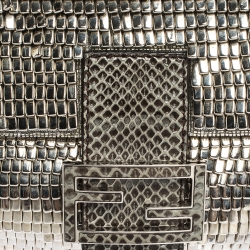 Fendi Silver Beads, Metal and Snakeskin Baguette Bag