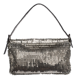 Fendi Silver Beads, Metal and Snakeskin Baguette Bag