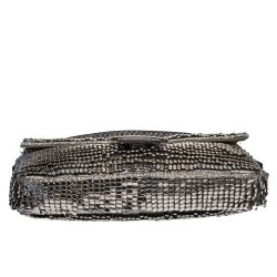 Fendi Silver Beads, Metal and Snakeskin Baguette Bag