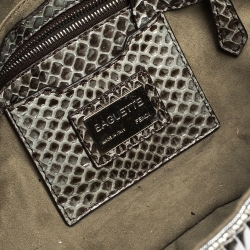 Fendi Silver Beads, Metal and Snakeskin Baguette Bag