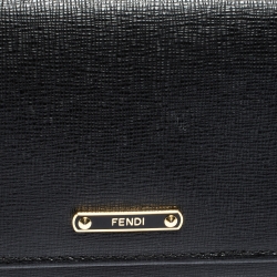 Pre Owned Fendi Black Leather Elite Continental Wallet