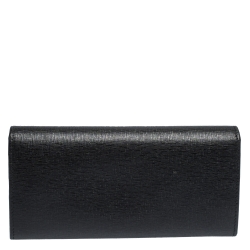 Pre Owned Fendi Black Leather Elite Continental Wallet