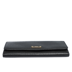 Pre Owned Fendi Black Leather Elite Continental Wallet