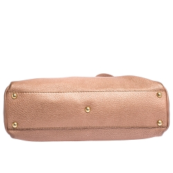 Pre Owned Fendi Metallic Peach Selleria Leather Medium Peekaboo Top Handle Bag