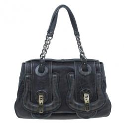 Pre Owned Fendi Brown Zucca Leather and Coated Canvas Trim B Bag