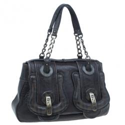 Pre Owned Fendi Brown Zucca Leather and Coated Canvas Trim B Bag