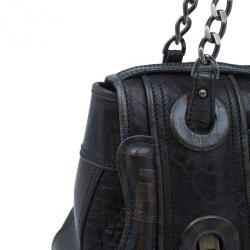 Pre Owned Fendi Brown Zucca Leather and Coated Canvas Trim B Bag