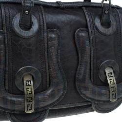 Pre Owned Fendi Brown Zucca Leather and Coated Canvas Trim B Bag