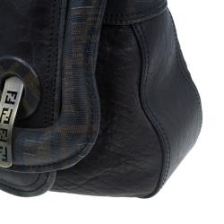 Pre Owned Fendi Brown Zucca Leather and Coated Canvas Trim B Bag