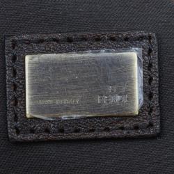 Pre Owned Fendi Brown Zucca Leather and Coated Canvas Trim B Bag