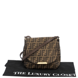 Pre Owned Fendi Tobacco Zucca Canvas and Leather Flap Shoulder Bag