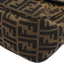Pre Owned Fendi Tobacco Zucca Canvas and Leather Flap Shoulder Bag