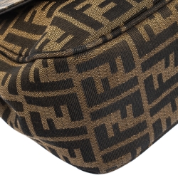 Pre Owned Fendi Tobacco Zucca Canvas and Leather Flap Shoulder Bag