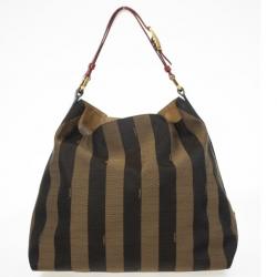 Pre Owned Fendi Pequin Jacquard Hobo