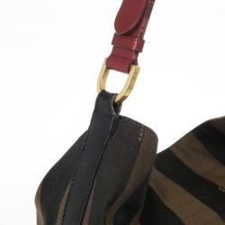 Pre Owned Fendi Pequin Jacquard Hobo