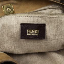 Pre Owned Fendi Pequin Jacquard Hobo