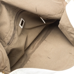 Pre Owned Fendi White Patent Leather Oversized Convertible Baguette Bag