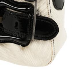 Pre Owned Fendi Toile Vernice Patent B Bag Black White