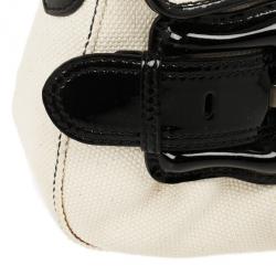 Pre Owned Fendi Toile Vernice Patent B Bag Black White