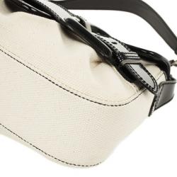 Pre Owned Fendi Toile Vernice Patent B Bag Black White