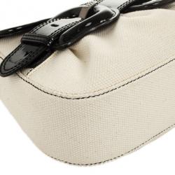 Pre Owned Fendi Toile Vernice Patent B Bag Black White