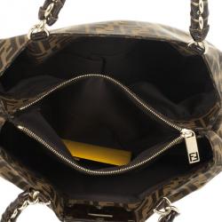 Pre Owned Fendi Brown Mia Metallic Zucca Shoulder Bag