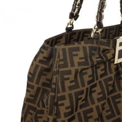 Pre Owned Fendi Brown Mia Metallic Zucca Shoulder Bag