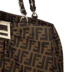 Pre Owned Fendi Brown Mia Metallic Zucca Shoulder Bag