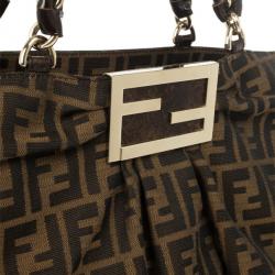 Pre Owned Fendi Brown Mia Metallic Zucca Shoulder Bag