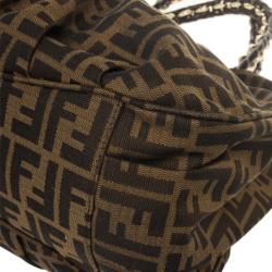 Pre Owned Fendi Brown Mia Metallic Zucca Shoulder Bag