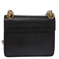 Pre Owned Fendi Black Leather Kan I K Shoulder Bag