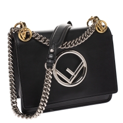 Pre Owned Fendi Black Leather Kan I K Shoulder Bag