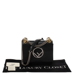 Pre Owned Fendi Black Leather Kan I K Shoulder Bag