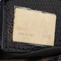 Fendi Tobacco Zucca Canvas Floral Brocade Baguette Bag