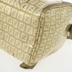 Pre Owned Fendi 'Forever' Gold Zucca Boston Bag