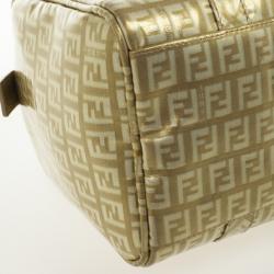 Pre Owned Fendi 'Forever' Gold Zucca Boston Bag