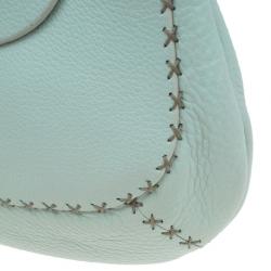 Pre Owned Fendi Light Green Leather Selleria Hobo