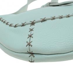 Pre Owned Fendi Light Green Leather Selleria Hobo