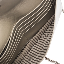 Pre Owned Fendi Metallic Grey Patent Leather Fendilicious Wallet on Chain